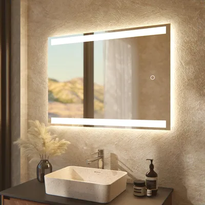 Produktbild von Mirlux LED Badspiegel 90 x 65 cm rahmenlos dimmbar Antibeschlag