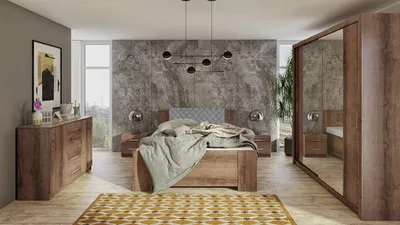 Obrázek produktu pro Ložnicová sestava s postelí 160x200 CORTLAND 4 - dub monastery / šedá