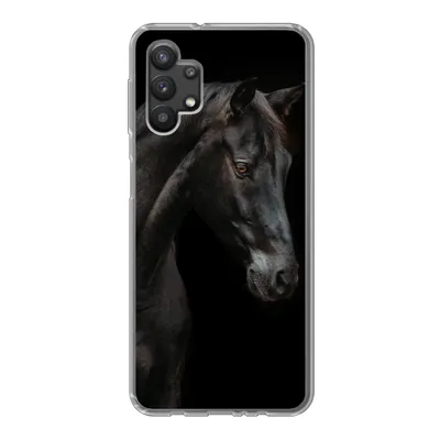 Produktbild von MuchoWow® Handyhülle Schutzhülle Hülle für Samsung Galaxy A32 5G Pferd - Tiere - Schwarz - Porträt Silikon Softcase Handy Hülle - Softcase