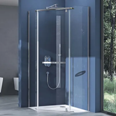 Image de doporro Paroi de Douche Pentagonale Transparent Montage Réversible 90x90 Pare Douche en Angle Cabine de Douche Ravenna8 90x90x195cm