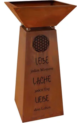 Produktbild von Rostikal Edelrost Gartendeko Blume des Lebens Deko Säule mit Spruch 72 cm und Pflanzschale