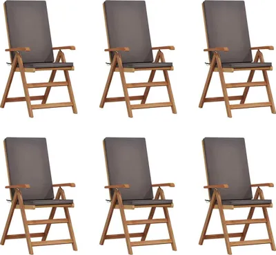 Zdjęcie produktu dla vidaXL Krzesło ogrodowe, zestaw 6 szt., brązowo-szare, 57 x 71,5 x 104 cm