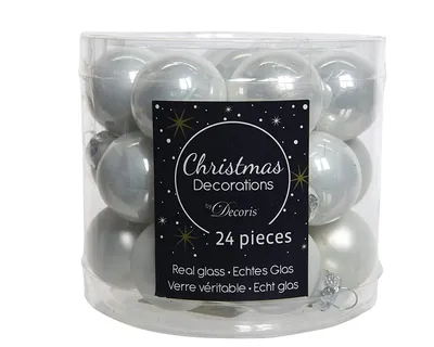 Produktbild von Silberne Christbaumkugeln Satz mit 24 Stück. 2,5 cm