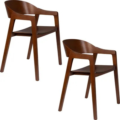 Produktbild von Dutchbone Westlake Esszimmerstuhl mit Armlehne Walnussfarbe - 2 er Set