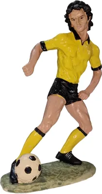 Produktbild von Fußball Fußballspieler mit Ball Fußballer gelb-schwarz 21cm