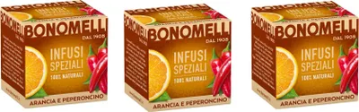 Produktbild von 3x Bonomelli Infusi Speziali Arancia e Peperoncino Aufgüsse von Gewürzen Aroma von Orange und Chili 100% natürlich 10 Filter