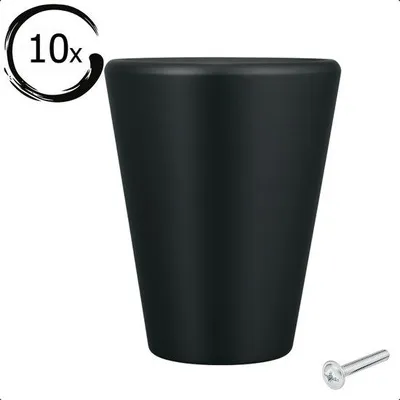 Productafbeelding van By MJM Meubelknop Akron Mat Zwart Ø19mm – Set van 10