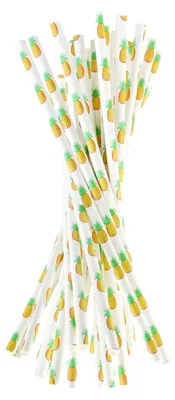 Papierstrohhalme mit Ananas-Motiv, 75 Stück