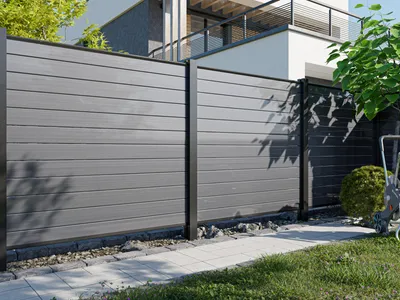 Produktbild von Outgarden Anthrazit 180x180 cm Gartenzaun Sichtschutzzaun, PVC Stecksystem, Witterungsbeständig Pflegeleicht, Nut Feder Montage, Lamellenprofile Inkl Start Endprofil