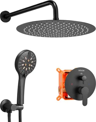 Immagine prodotto di Set rubinetteria per doccia con soffione rotondo da 12" e doccetta, nero opaco