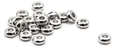 Produktbild von Vintageparts Zwischenperlen Messing platinfarben Scheibe 4 mm für Armbänder und Ketten, 20 Stück