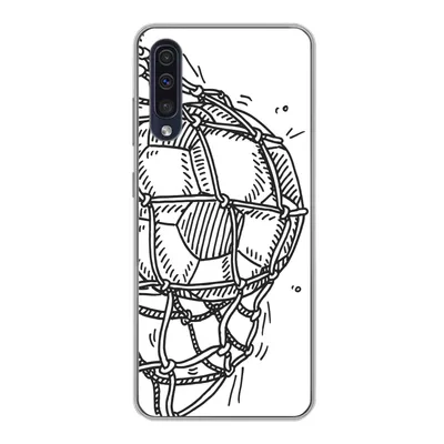 Produktbild von MuchoWow® Handyhülle Schutzhülle Hülle für Samsung Galaxy A30s Eine Illustration eines Fußballschusses ins Tor - Jungen - Mädchen - Kinder Silikon Softcase Handy Hülle - Karteninhaber