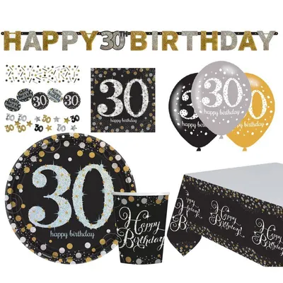 Produktbild von Zahl 30 Sparkling Celebrations Gold Partyset 41-teilig