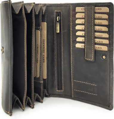 Produktbild von Jockey Club echt Leder Damen Geldbörse lang Hunterleder Jockey Club Toro vintage braun mit RFID Schutz