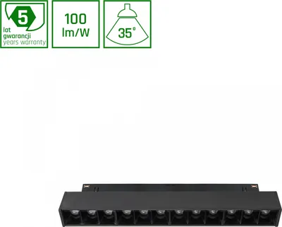 Produktbild von GRID S LED Stromschienenstrahler 48V 12W 35° Warmweiß UGR<19 Blendfrei Schwarz