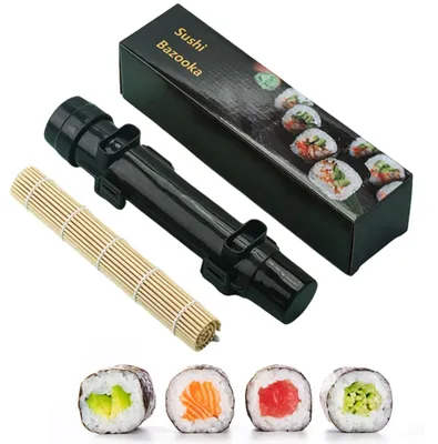Produktbild von Sushi-Set Sushimatte Sushiroller Sushi-Rollmatte - 2-teilig - Bambusmatte - Schwarz - Für Einsteiger