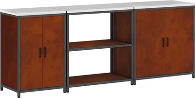 Image de vidaXL Ensemble de rangement pour la cuisine 3 pièces Acier rouillé résistant aux intempéries