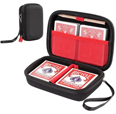 Produktbild von ProCase Tasche für Sammelkarten, Spielkarten Aufbewahrung UNO Tragetasche für 300+ Karten, Spielkartenkoffer Reiseaufbewahrungsbox für Kartenspiel Kinderspiele Spielesammlung -Schwarz