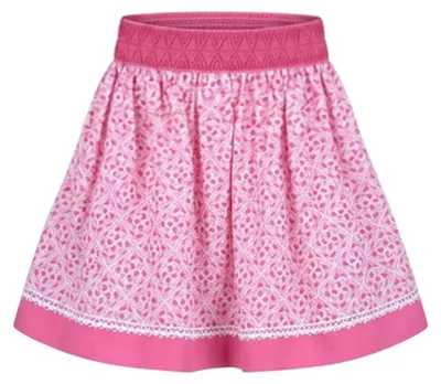 Produktbild von Isar-Trachten Kinder Trachtenrock, Rosa mit pinkfarbenem Bund und Saum, Größe 122