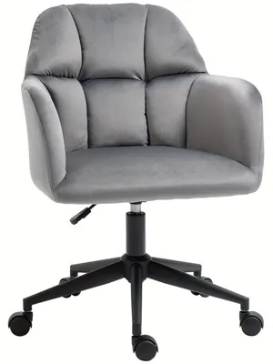 Image de Chaise de bureau – Fauteuil pivotant avec hauteur d'assise réglable et revêtement velours gris anthracite