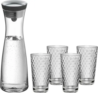 Produktbild von Basic 5-teiliges Wasserkaraffen-Set aus Glas - 1 L mit 4 Gläsern à 275 ml