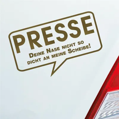 Produktbild von Auto Aufkleber Presse Nase dicht lustig 15x9 cm Gold Sticker Heckscheibenaufkleber