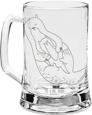 Produktbild von Mr. & Mrs. Panda Bierkrug Glas Otter Kind - Transparent - Geschenk, Sohn, Mama, Baby, Mutter, Familie, Krug, Seidel, Humpen, Glaskrug, Seeotter