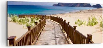 Produktbild von Bild auf Leinwand - Leinwandbild - Ozean Strand Sand Ufer - 120x50cm - Wand Bild - Wanddeko - Leinwanddruck - Bilder - Kunstdruck - Wanddekoration - Leinwand bilder - Wandkunst - AB120x50-2544