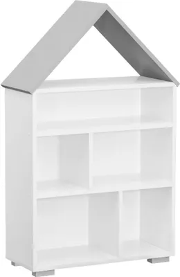 Produktbild von Kinderzimmer - Bücherregal Daniel 01, Farbe: Weiß / Grau - 117 x 83 x 30 cm (H x B x T)