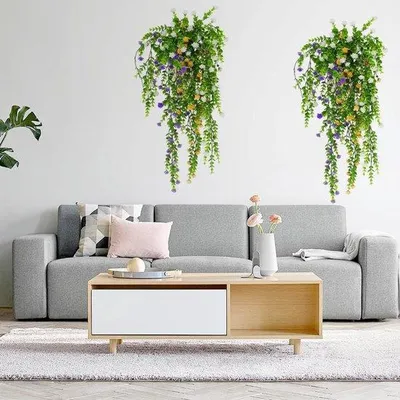 Produktbild von Famanu Dekorative Kunstpflanzen mit Blumen - 3 Stück, 80 cm