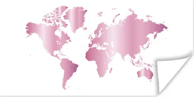 Produktbild von MuchoWow® Poster Weltkarte - Rosa - Gemälde 80x40 cm - Wanddeko