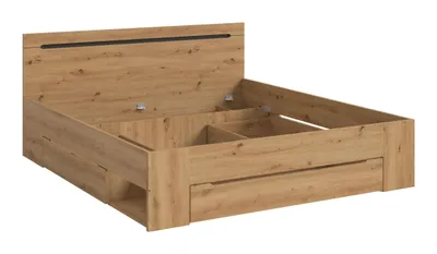 Produktbild von Canu Bett 180x200 cm 3 Schubladen grau, Eiche Nachbildung.