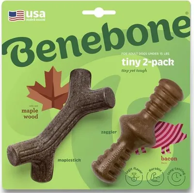 Produktbild von Benebone Winziger 2er-Pack unzerstörbarer Ahornstick für aggressive Kauer, für extra kleine Hunde