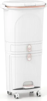 Produktbild von 42-Liter-Küchenmülleimer mit Deckel - 3-stufiger Mülltrenner, Weiß