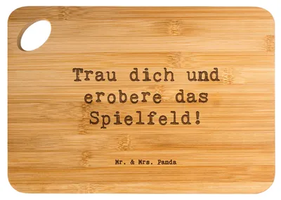Produktbild von Mr. & Mrs. Panda Brett Spruch Neue Sportart Mut - Transparent - Geschenk, Abenteuer, schneidbrett, Holzbrettchen, Frühstücksbrettchen, Vertrauem, Schneidebrett, Holzbrett