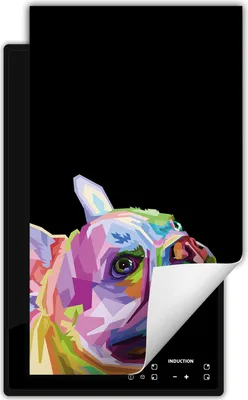 Produktbild von DarHaus Herdabdeckplatte 1 teilig 30x52 cm Anti Rutsch Matte Aufrollbar, schwarz - Hund