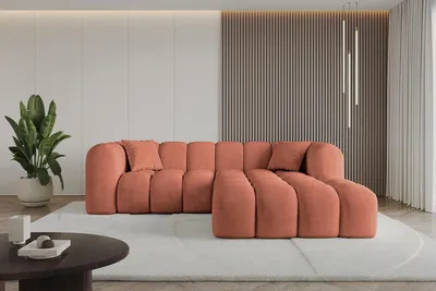 Produktbild von ALTDECOR Ecksofa in L-Form OLEA-L1 - 231x173x74 cm Apricot - Corner Sofa Bett Eckcouch Couch Wohnlandschaft Cauchsofa