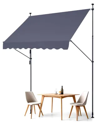 Produktbild von Klemmmarkise 250 x 120 cm, Balkonmarkise mit Handkurbel, Höhenverstellbar von 218 bis 309 cm, Markise für Terrasse/Balkon/Garten, Grau