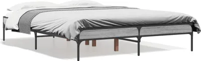 Produktbild von vidaXL Bettgestell Grau Sonoma 120x200 cm Holzwerkstoff und Metall