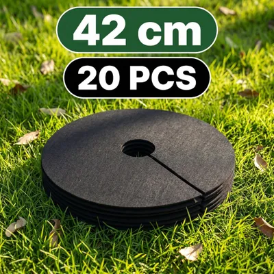Immagine prodotto di Tessuto pacciamatura rotondo 20 pz – telo antigermoglio 32/42/52 cm, riutilizzabile, nero — 20 pezzi