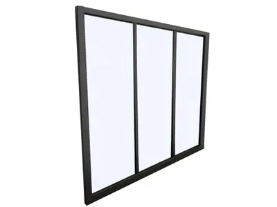 Produktbild von BAYVIEW verglaste Wand aus schwarz lackiertem Aluminium - 90x130 cm