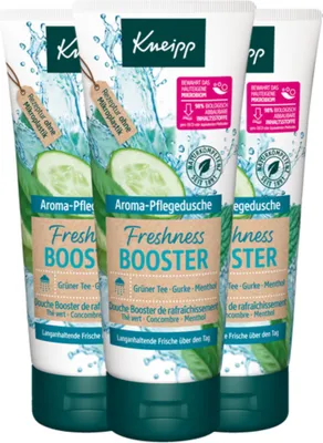 Produktbild von 3 x Kneipp Aroma Pflegedusche Freshness Booster Grüner Tee & Gurke & Menthol je 200ml vegan