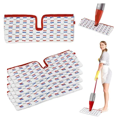 Produktbild von 5er-Pack Vileda Spray Mop Nachfüll-Mikrofaser-Set, 2-in-1 wiederverwendbare Pads für Vileda 1-2 Spray Max Mop, rote und blaue Nachfüllpackungen, geeignet für alle Bodenarten
