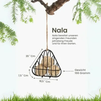 Produktbild von Singing Friend – NALA – Vogelfutterhaus aus Draht – Schwarz – Dreieckiges Design – Langlebig – Vogelfutterhaus für Vögel – Gartenvögel