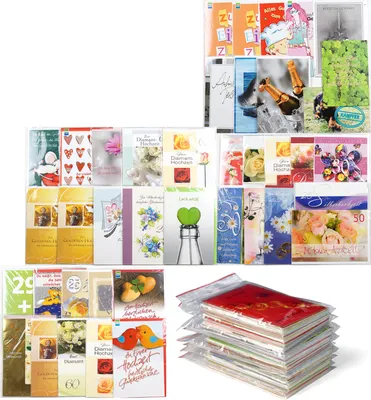 Produktbild von jameitop® 10er SET Glückwunschkarten verschiedene Anlässe: Geburtstag / Trauer / Jubiläum / Hochzeit / Freundschaft uvm. im Mix