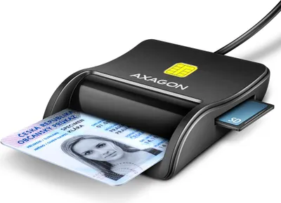 Zdjęcie produktu dla Axagon CRE-SM3SD USB Smart card & SD/microSD/SIM Flat, USB 2.0, 1,3 m, Czarny, 60 g