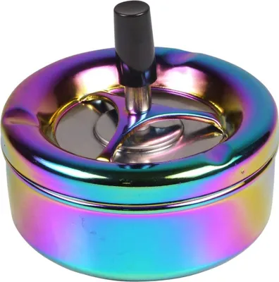 Produktbild von Rotating Ashtray in Rainbow Design, Colourful Shiny, 11 cm Diameter