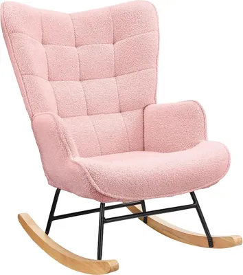 Image de Chaise de jardin, à bascule, dossier haut, rose