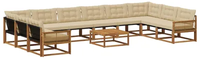Immagine prodotto di vidaXL Set divani da esterno con cuscini 11 pezzi Naturale e Beige