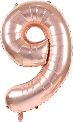 Produktbild von Folienballon Zahl 9, ca. 100 cm, rosegold